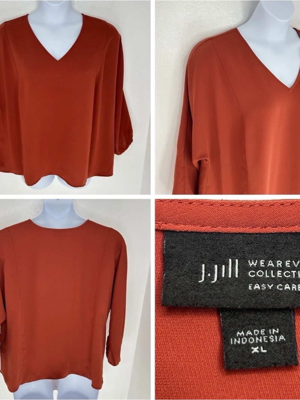 J. Jill Rust V-Neck Dolman Sleeve Blouse